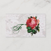 MOOIE ROZE ROOS, MONOGRAM Wit Parel Papier Visitekaartje (Achterkant)