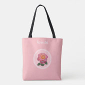 Mooie roze roos op lichtroze tote bag (Achterkant)