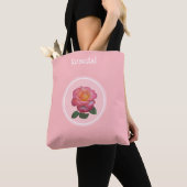 Mooie roze roos op lichtroze tote bag (Dichtbij)
