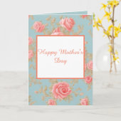 Mooie Roze Roos Patroon Moederdag Kaart (Gele Bloem)