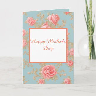 Mooie Roze Roos Patroon Moederdag Kaart