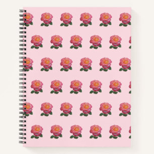 Mooie Roze Roos Patroon Notitieboek