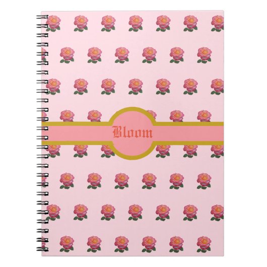Mooie Roze Roos Patroon Notitieboek (Voorkant)