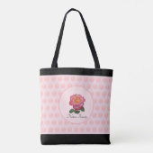 Mooie roze roos & polka stippen tote bag (Achterkant)