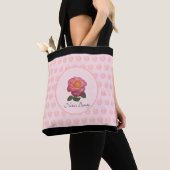 Mooie roze roos & polka stippen tote bag (Dichtbij)