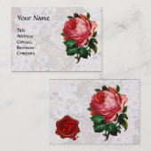 MOOIE ROZE ROOS,RODE WASZEGEL Witte Parel Papier Visitekaartje (Voorkant / Achterkant)