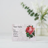 MOOIE ROZE ROOS,RODE WASZEGEL Witte Parel Papier Visitekaartje (Staand voorkant)