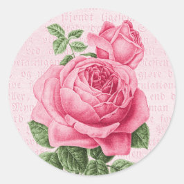 Mooie roze roos ronde sticker