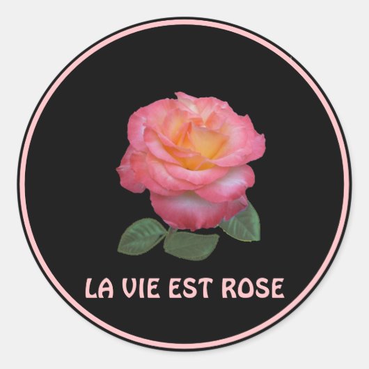 Mooie Roze Roos Ronde Sticker (Voorkant)