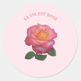 Mooie roze roos ronde sticker