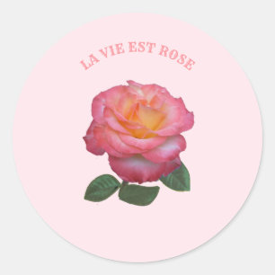 Mooie roze roos ronde sticker