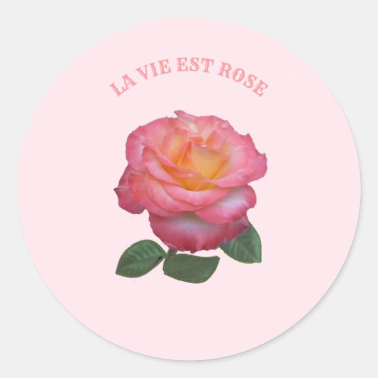 Mooie roze roos ronde sticker (Voorkant)
