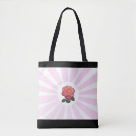 Mooie roze roos & roze stralen tote bag