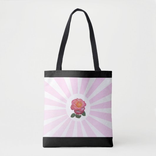 Mooie roze roos & roze stralen tote bag (Voorkant)
