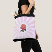 Mooie roze roos & roze stralen tote bag (Dichtbij)