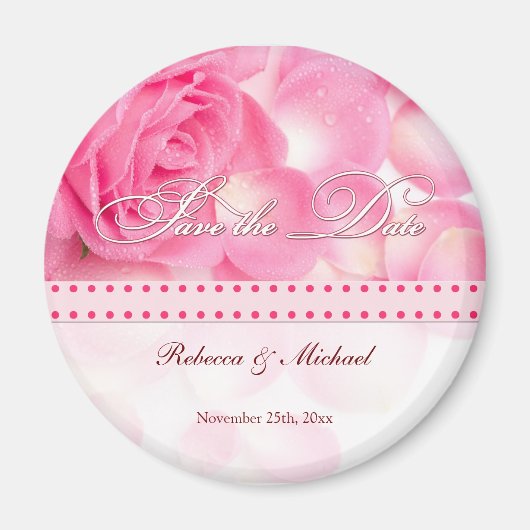Mooie Roze Roos Save the Date Magneet (Voorkant)