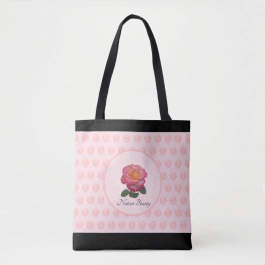 Mooie Roze Roos & Stippen Tote Bag (Voorkant)