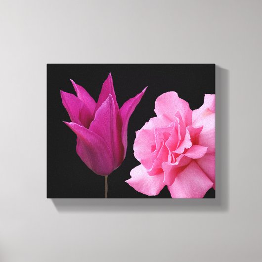 Mooie roze roos tulp bloem eenvoudige moderne bloe canvas afdruk (Voorkant)