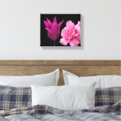 Mooie roze roos tulp bloem eenvoudige moderne bloe canvas afdruk (Insitu (Slaapkamer))