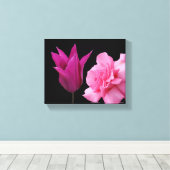 Mooie roze roos tulp bloem eenvoudige moderne bloe canvas afdruk (Insitu (Houten vloer))