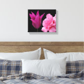 Mooie roze roos tulp bloem eenvoudige moderne bloe canvas afdruk (Insitu (Slaapkamer))