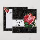 MOOIE ROZE ROOS ZWART WIT DAMASK MONOGRAM KAART (Voorkant / Achterkant)