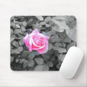 Mooie Roze Roos Zwart Wit Muismat (Met muis)