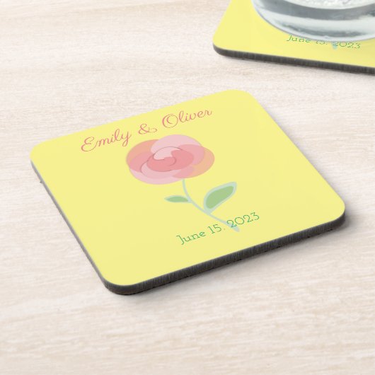 Mooie roze roosontwerp in een moderne stijl bier onderzetter (Linkerzijde)