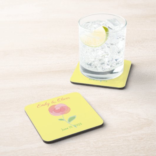 Mooie roze roosontwerp in een moderne stijl bier onderzetter (Rechterzijde)