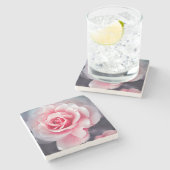 Mooie roze Rose Floral foto Stenen Onderzetter (Zijkant)