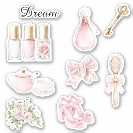 Mooie Roze Roze Bloem Nagellak Sticker (Voorkant)