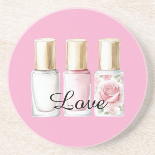 Mooie Roze Roze Bloem Nagellak Zandsteen Onderzetter