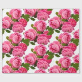 Mooie roze roze bloemen op witte vlotten of cadeaupapier (Vlak)