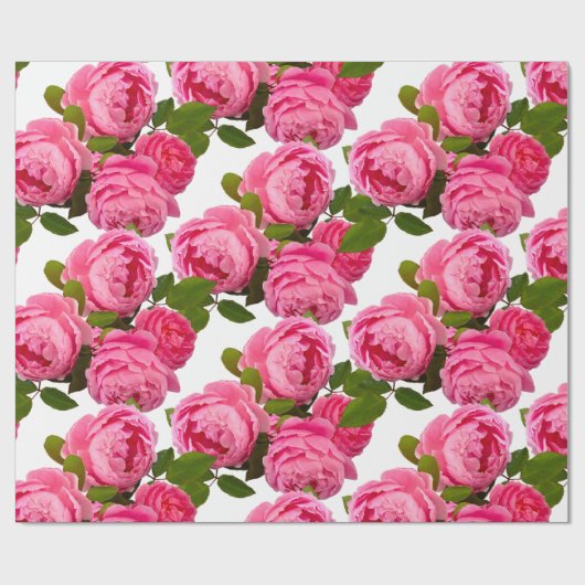 Mooie roze roze bloemen op witte vlotten of cadeaupapier (Vlak)