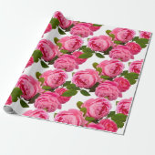 Mooie roze roze bloemen op witte vlotten of cadeaupapier (Uitgerold)