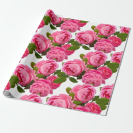 Mooie roze roze bloemen op witte vlotten of cadeaupapier