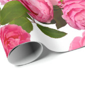 Mooie roze roze bloemen op witte vlotten of cadeaupapier (Rol Hoek)