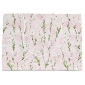 Mooie Roze Roze Bloemige Bruiloftsdouche Groot Cadeauzakje (Voorkant)