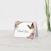 Mooie  roze roze botanisch bedankkaart (Voorkant)