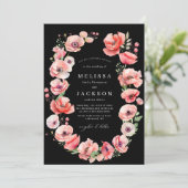 Mooie roze roze en rode papaverbruine bruine bruil kaart (Staand voorkant)