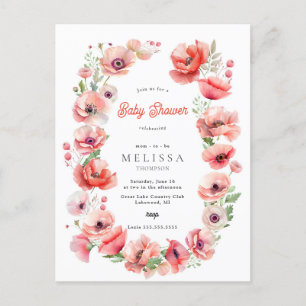 Mooie roze roze en roodbruine Baby shower Briefkaart