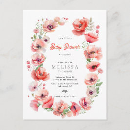 Mooie roze roze en roodbruine Baby shower Briefkaart