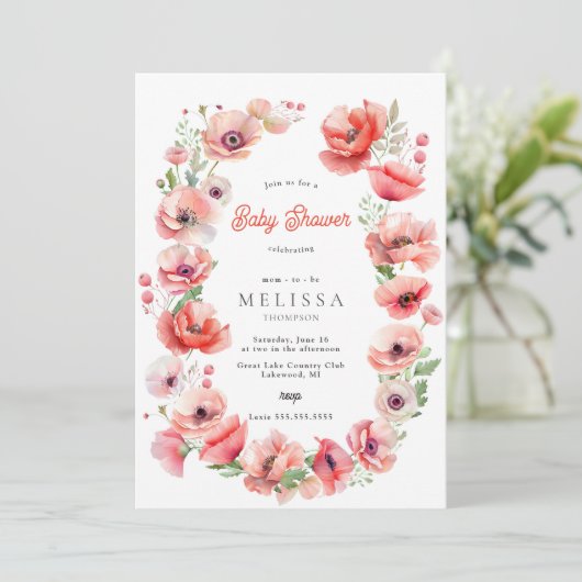 Mooie roze roze en roodbruine Baby shower Kaart (Staand voorkant)