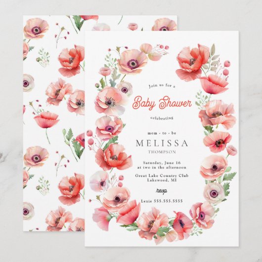 Mooie roze roze en roodbruine Baby shower Kaart (Voorkant / Achterkant)