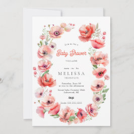 Mooie roze roze en roodbruine Baby shower Kaart