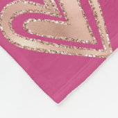 Mooie Roze & Roze Gouden Harten Fleece Deken (Hoek)