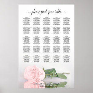 Mooie roze roze roze 25 Tafel-weddenschapenkaart Poster