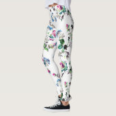 Mooie roze roze roze en blauwe bloem Leggings (Links)