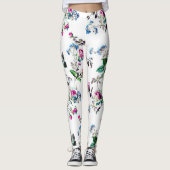 Mooie roze roze roze en blauwe bloem Leggings (Voorkant)