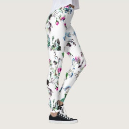 Mooie roze roze roze en blauwe bloem Leggings
